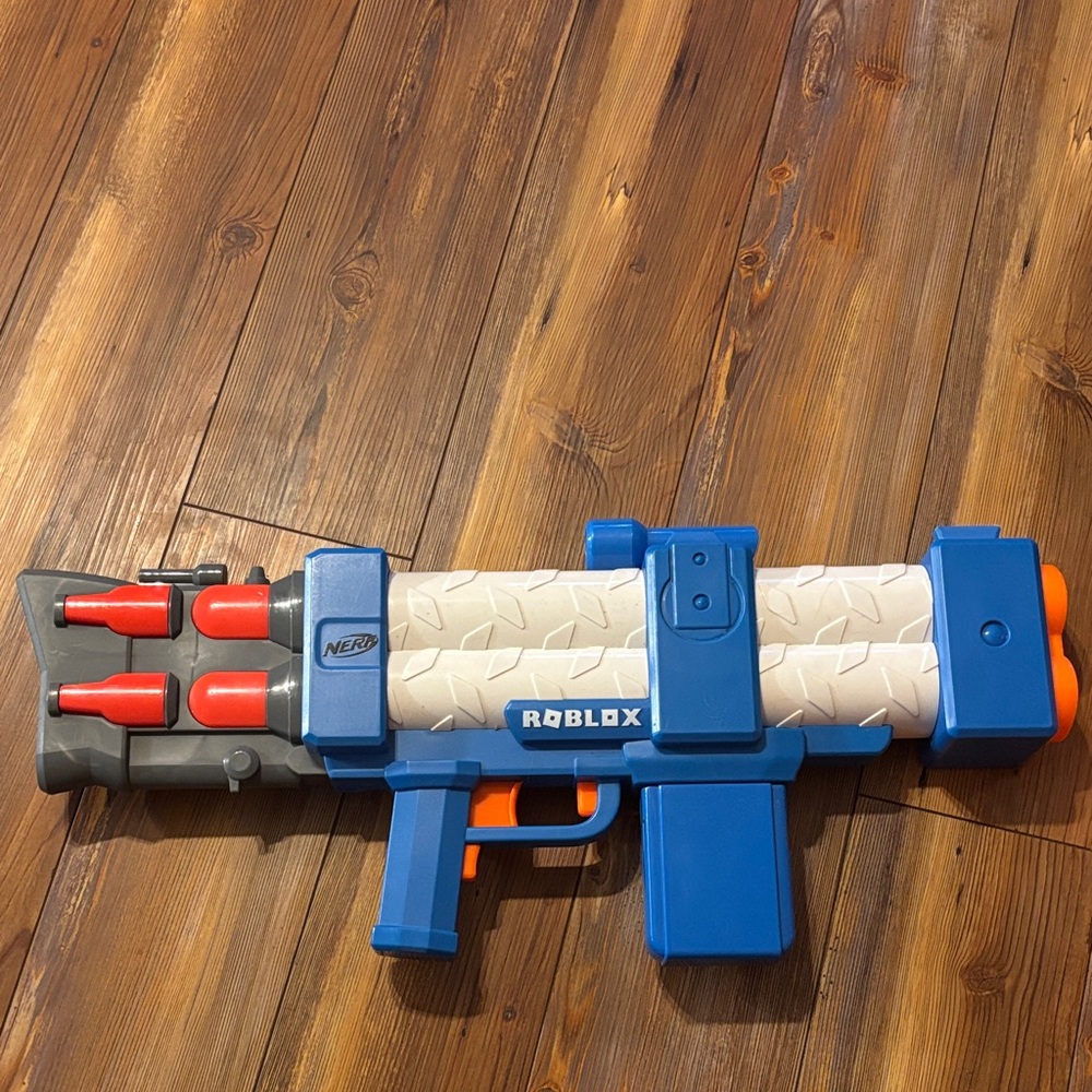 NERF Roblox Blue and Gray Blaster with Orange Accents